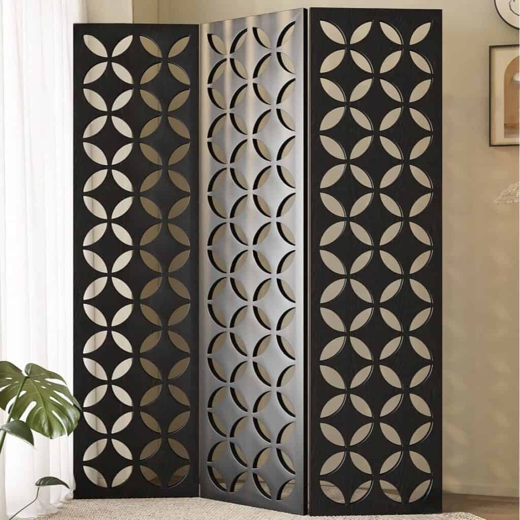 Wooden Partition Screen – Room Divider - Black